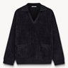 Polo collar velour jumper Black PINXIT S/M