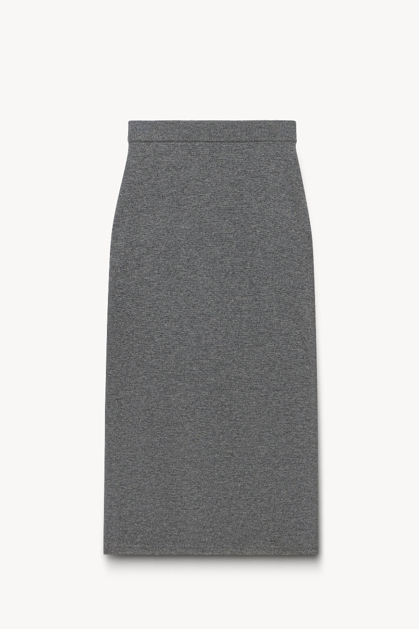 Knitted wool midi skirt Dark gray melange PINXIT S