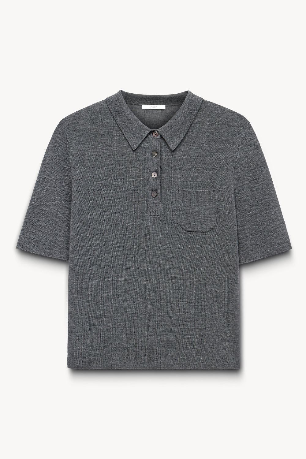 Wool polo with a pocket Gray melange PINXIT S