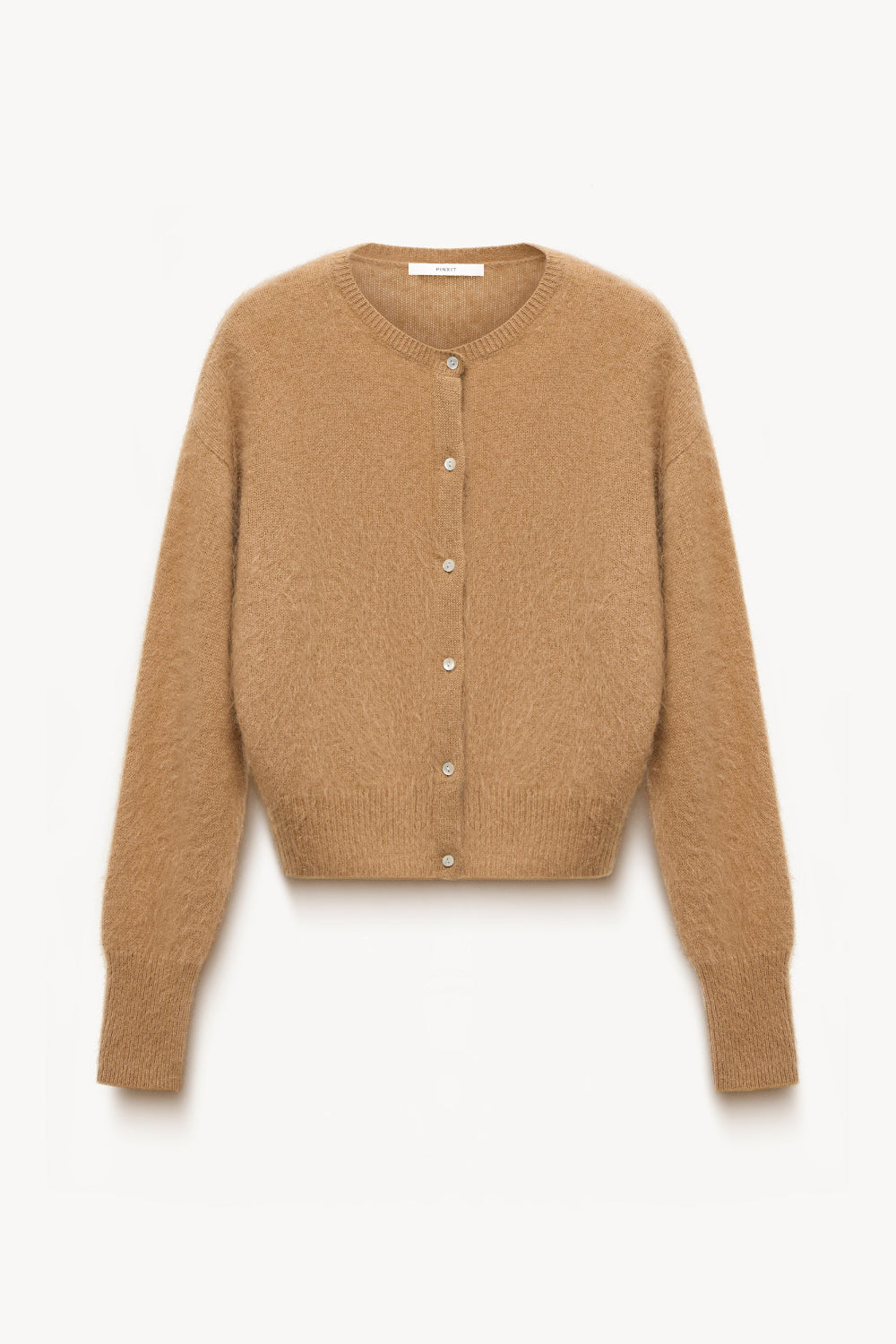 Wool and cashmere cropped cardigan Beige PINXIT S