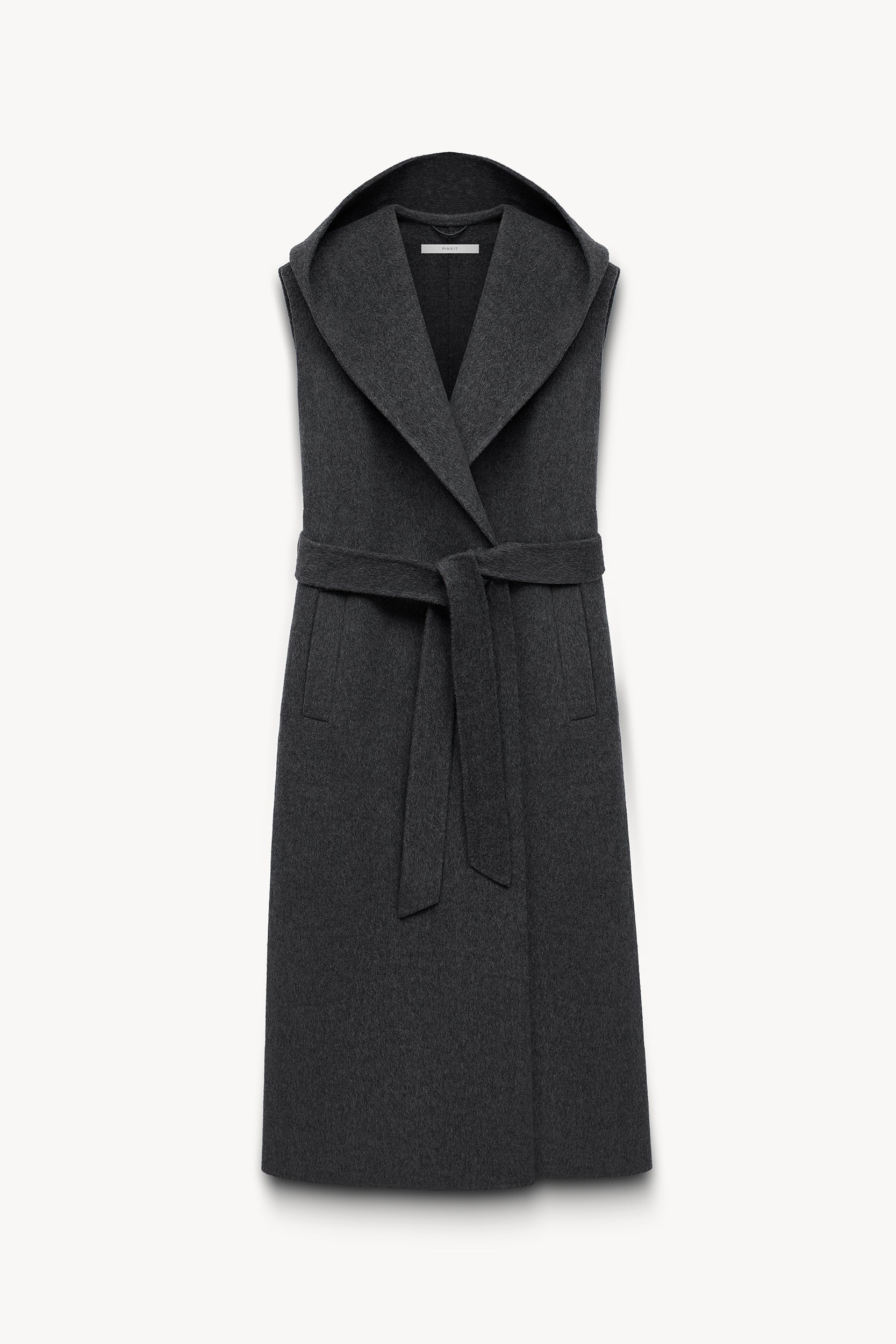 Sleeveless wool robe coat Smoke melange PINXIT S