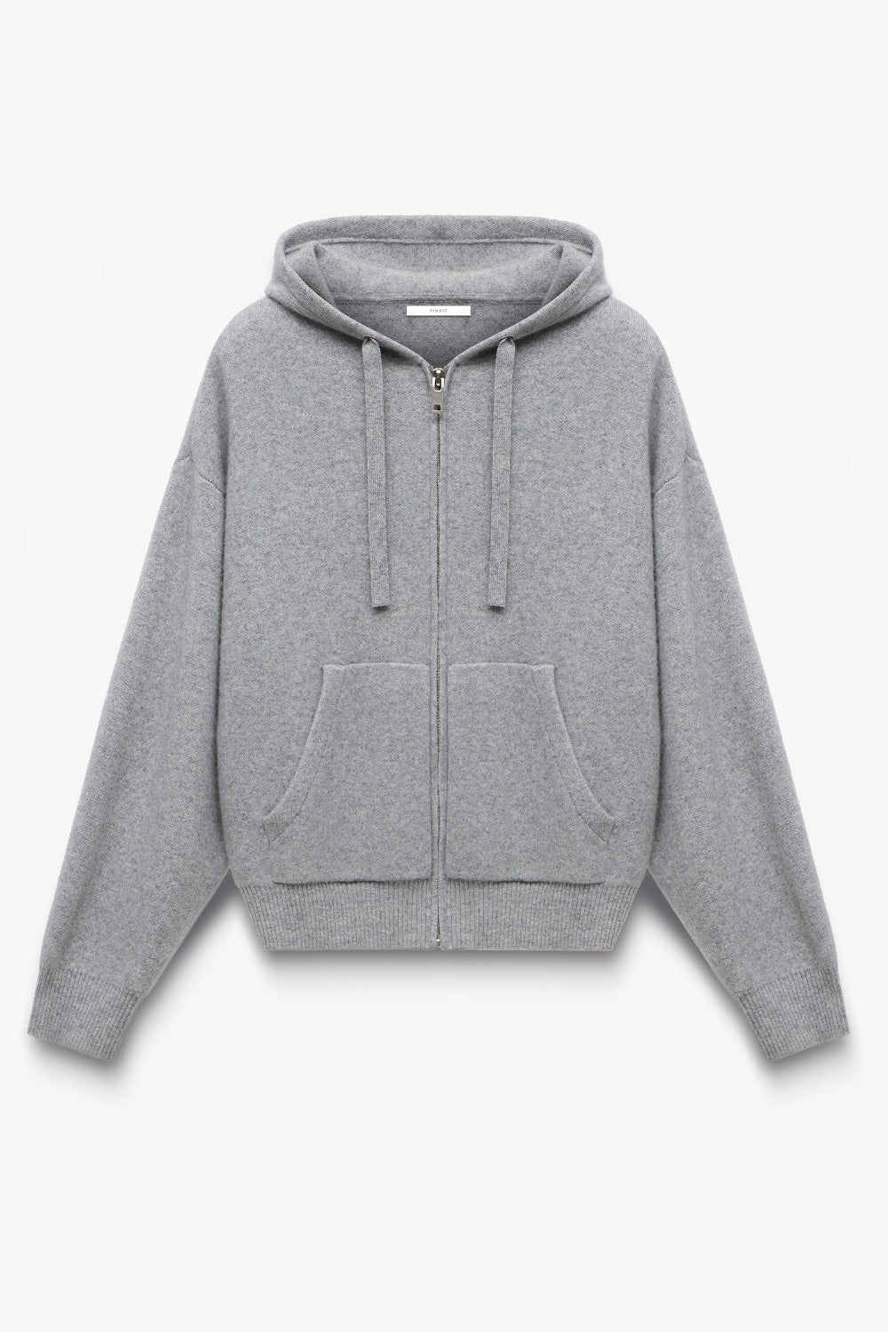 Wool with angora knitted hoodie Gray melange PINXIT S